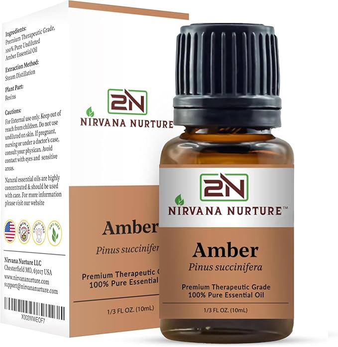 Amber Essential Oil,100% Pure Undiluted, Aromatherapy Oil for Diffuser, Hair & Skin Care NirvanaNurture