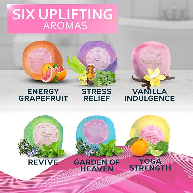 Bath Bombs Gift Set - 6 Bubble Bath Fizzies (6 x 2oz) with Natural Dead Sea Salt Cocoa and Shea Essential Oils - Best Gift Idea for Birthday, Mom, Woman, Girl, Him, Kids - Bloomnest