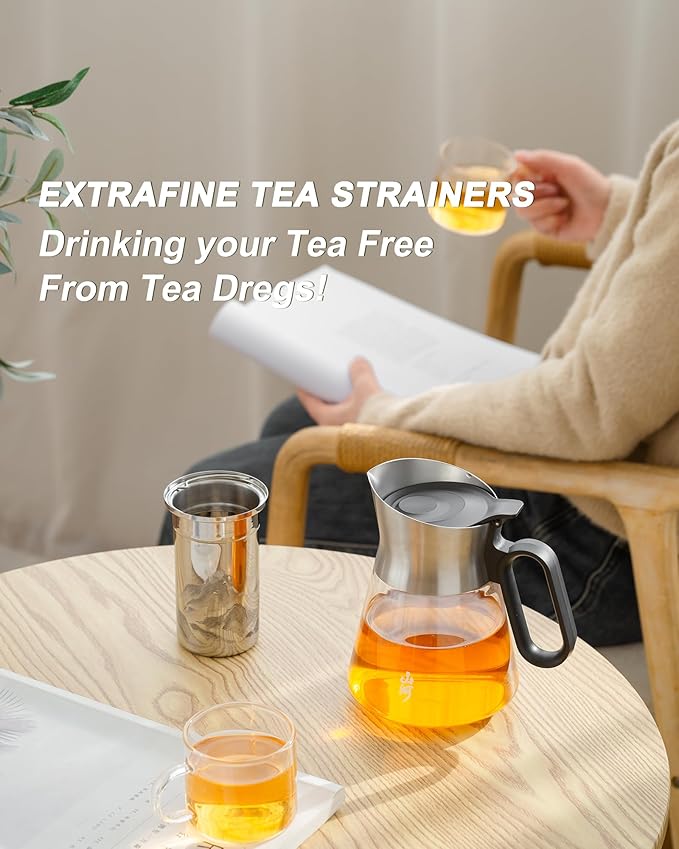 ZENS 17 oz Small Glass Teapot with Infuser, Design Loose Leaf Teapot with Stainless Steel Spout for Hot Tea Steeper, Oval Handle Clear Tea Pot Infusers Loose Tea Maker for Lovers Gifts - Bloomnest