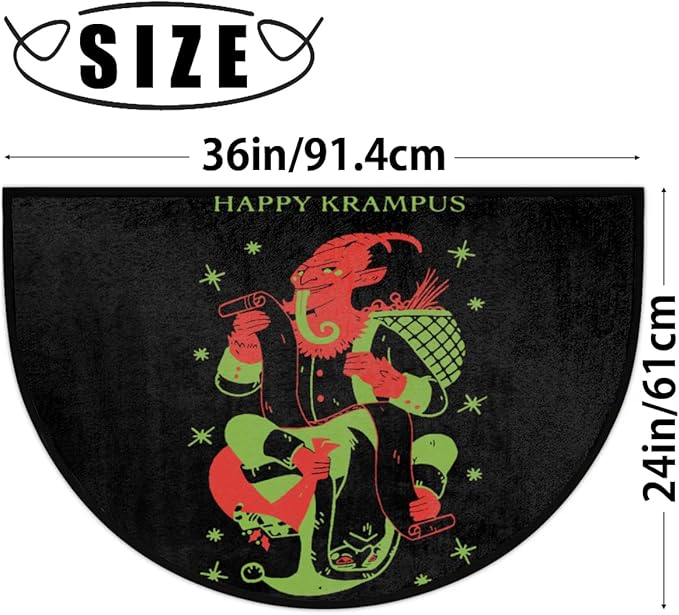 Half Round Door Mat, Happy Krampus Print Non-Slip Half Circle Rug Washable Durable Home Decor Cute Door Mat for Indoor Outdoor Living Room Bedroom Kitchen Patio(36"x24") - Bloomnest
