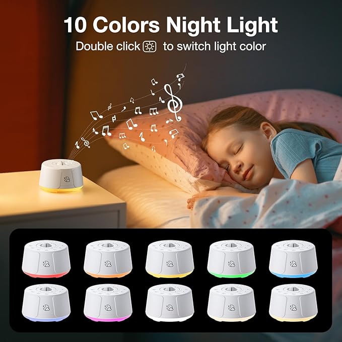 Sound Machine LEICEX White Noise Machine - 30 Soothing Sounds, 10 Colors Night Light, Rechargeable Battery- Travel Portable Sound Machine for Sleep Baby Adults, Perfect Sleeping Companion - Bloomnest