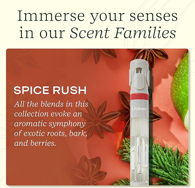 Lifelines Pen Diffuser, Spice Rush - 1mm Black Ballpoint Pen with Scented Essential Oil Blends – Aromatherapy Diffuser & Sensory Immersion Diffuse Aroma As You Write - Bloomnest