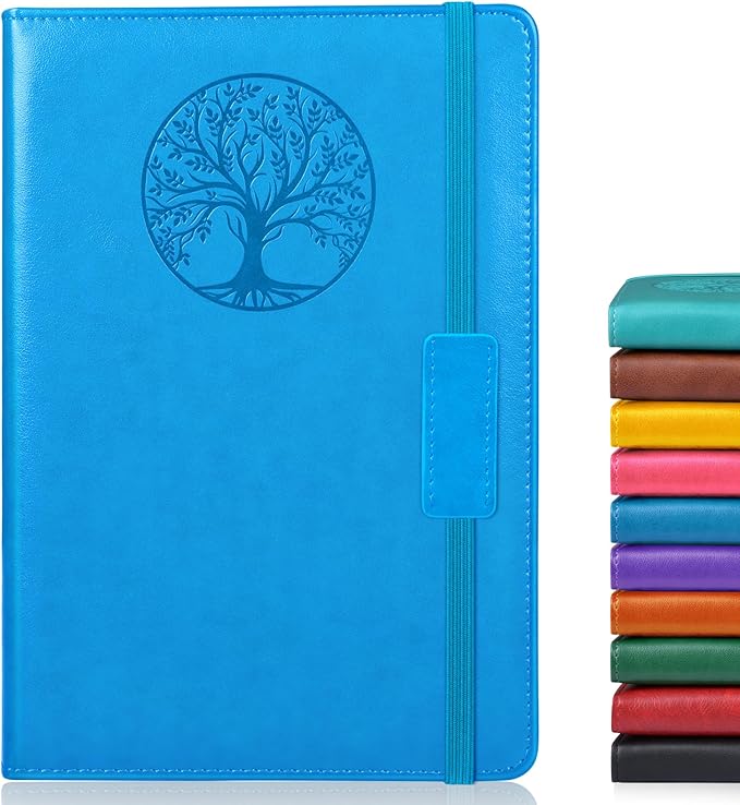 Lined Journal Notebook for Women Men,256 Pages A5 Hardcover Leather Journals for Writing,Travel,Business,Work & School,College Ruled Notebooks for Note Taking,Diary Notepad 5.7"×8.3" blue - Bloomnest