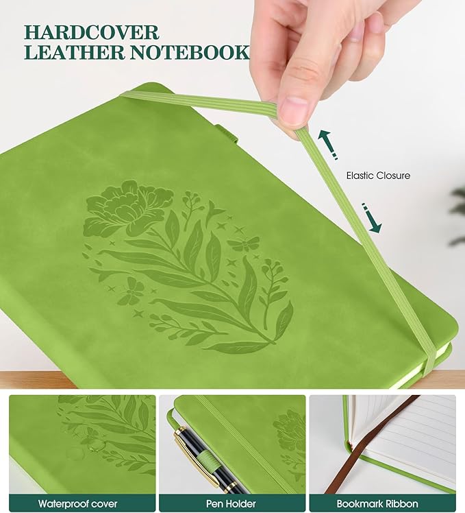 Lined Journal Notebook for Women, A5 Hardcover Leather Journals for Writing, 200 Pages Thick Travel Daily Journal, College Ruled Notebook for Work School, Note Taking, Business 5.75'' X 8.38'' Cyan - Bloomnest