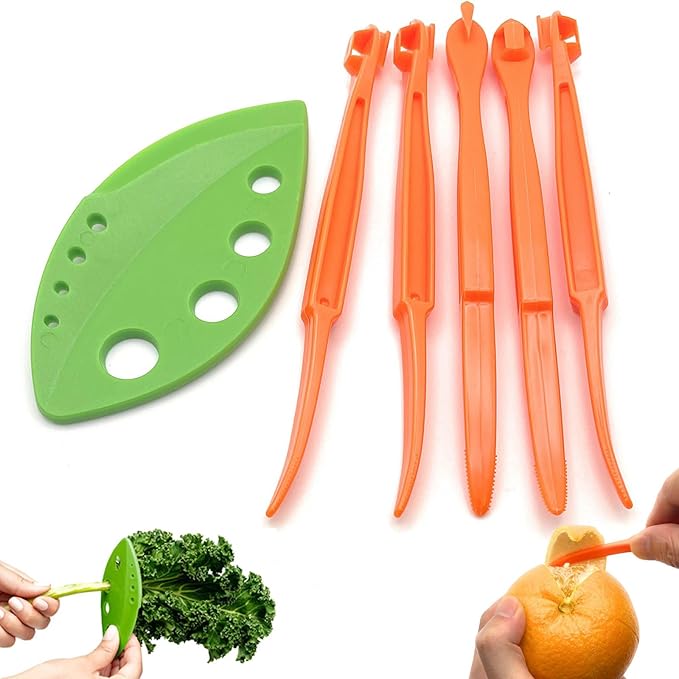 Herb Stripper and Orange Peeler Tool, Herb Stripper Tool for LooseLeaf Kale Chard Collard Greens, Citrus Peeler for Oranges Kiwi Banana Fruit Cutter Opener Slicer, Kitchen Gadgets - Bloomnest