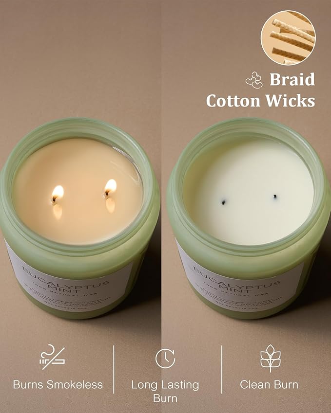 M&SENSE Eucalyptus & Mint Candles for Home Scented, 19.4oz 110 Hours Burn Soy Aromatherapy Candle Gift for Stress Relief, Meditation, Yoga, Relaxing SPA, Natural Soy Wax for Men and Women - Bloomnest