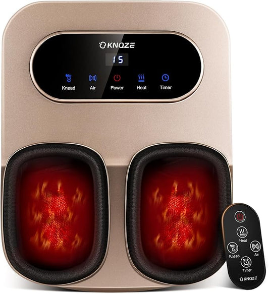KNQZE Foot Massager with Heat and Remote, Shiatsu Deep Kneading Feet Massager for Plantar Fasciitis & Neuropathy, Foot Warmer, Gifts for Mom Women Men Dad, Fits Up to Men Size 12(Gold) - Bloomnest
