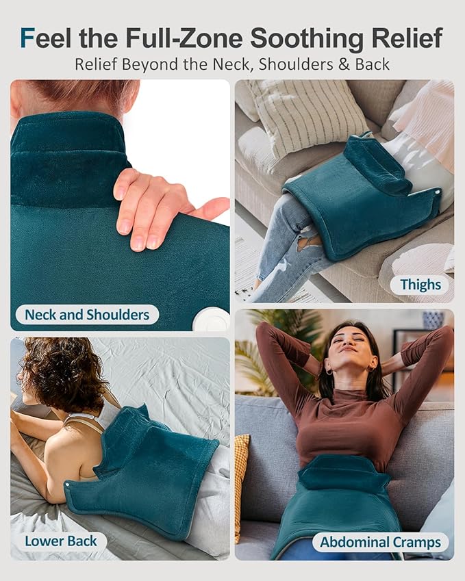 Heating Pad for Neck Shoulders Back, Valentines Day Gifts for Her Him, Weighted Heated Pad Neck Wrap Warmer for Mom Dad, Anniversary | Birthday Gifts for Women Men Wife Husband Girlfriend Boyfriend - Bloomnest