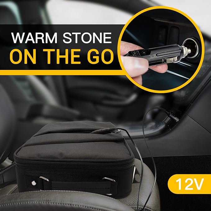 Portable Massage Stone Warmer Set, 20 Pcs Basalt Hot Stones with Heater Kit, Electric Hot Stones Warmer Massager for Professional/Home Spa, Digital Controller Heating Travel Bag (Black) - Bloomnest