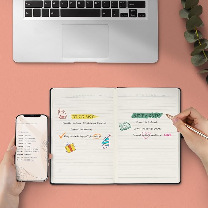 POPRUN 8 Pack Black Lined Journal Notebooks, Waterproof PU Leather Hardcover, A5 Classic College Ruled Journals for Writing, Business Work, School Note Taking, 5.5 x 8.3 inch, 240 Pages Notepad - Bloomnest