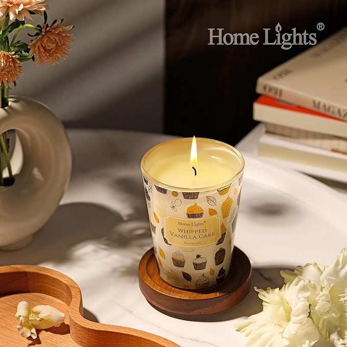 HomeLights Scented Candles for Women & Men, 6.7oz Candle Jars Aromatherapy Single Wick Candle, Ideal for Rustic Modern Home Decor and Gifts, Whipped Vanilla Cake - Bloomnest
