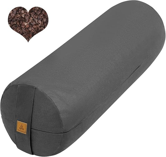 Organic Buckwheat Bolster(24X9 in) Yoga Bolster Supportive Yoga Cushion for Restorative Yoga Accessories Meditation Pillow Reading Pillow Floor Pillow Large Round Cylinder - Bloomnest