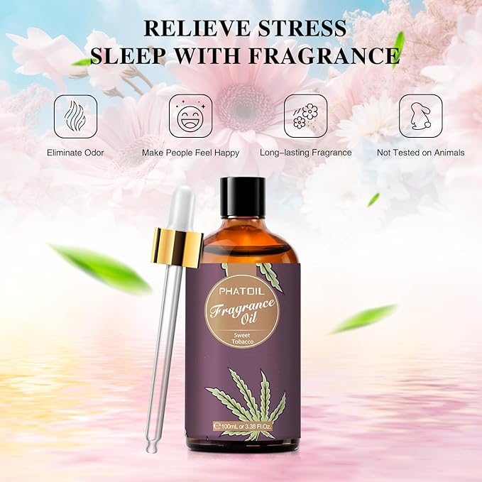 PHATOIL 3.38FL.OZ Sweet Tobacco Fragrance Oils for Aromatherapy, Essential Oils for Diffusers for Home, Perfect for Diffuser, DIY Candle and Soap Making, DIY Scented Products - 100ml - Bloomnest