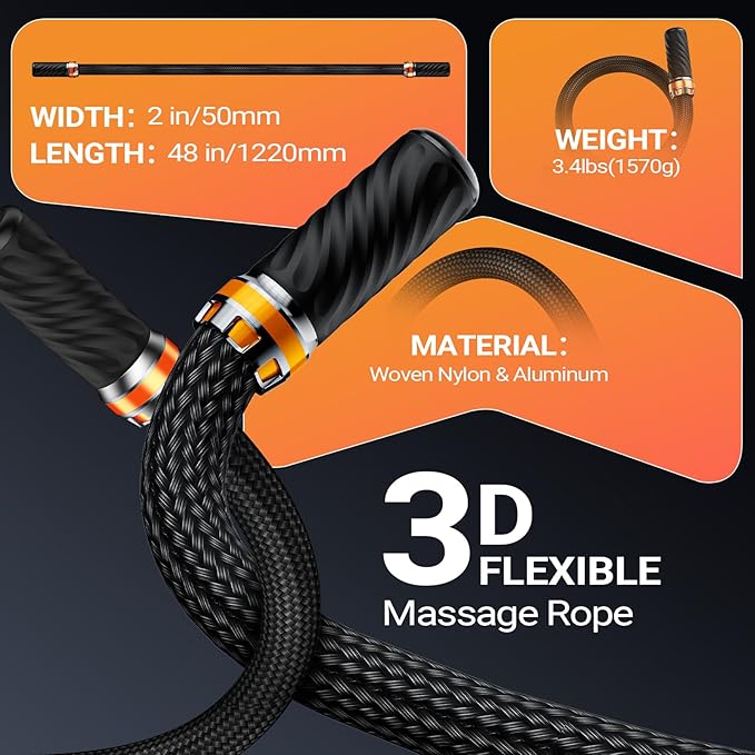 HYAKO S1 3D Flexible Pro Back Massage Rope - Handheld Vibration Therapy Massager & Hands-Free for Lower Back Pain Relief, 3000-7000 RPM Deep Tissue Muscle Massage Gun,Ideal for Athletes,Gym & Home Use - Bloomnest