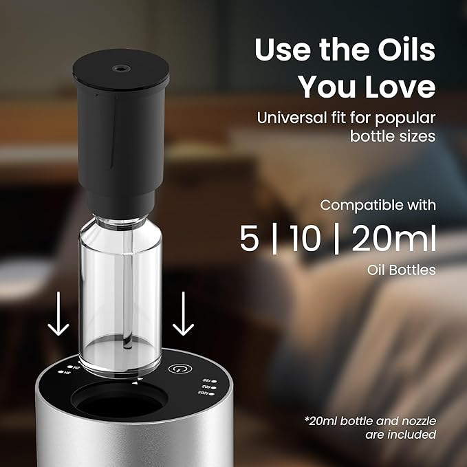 LiteMist Cold Air Essential Oil Diffuser – Waterless Nebulizing Aroma Diffuser, USB-C Cordless 2000mAh Battery, Aluminum Portable Scent Diffuser for Home Office Car, 0.7oz / 20ml - Bloomnest