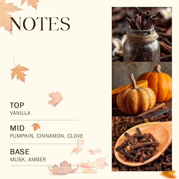 Large Fall Candle Vanilla Pumpkin Scented, 3-Wick 22oz Long Lasting Scented Candle, Natural Soy Wax Aromatherapy Candle for Home, Autumn Candle Gifts for Women Men - Bloomnest
