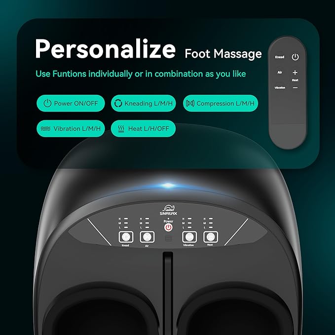 Snailax Foot Massager with Heat, Remote Control, Shiatsu Heated Foot Massager Machine with Deep Kneading, Rolling, Compression, Vibration, Size 13 - Bloomnest
