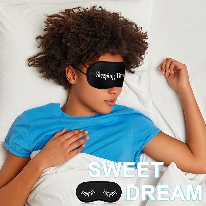Eurzom 20 Pieces Funny Eye Sleeping Mask Bulk with Adjustable Strap Blackout Eye Sleep Mask for Night Blindfold Cover for Women Men(Black) - Bloomnest