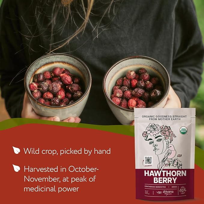 Hawthorn Berry Tea Organic (32oz.) - Hawthorne Berries for Herbal Tea, Tinctures, Recipes - Wild Crop - European Origin - Bloomnest
