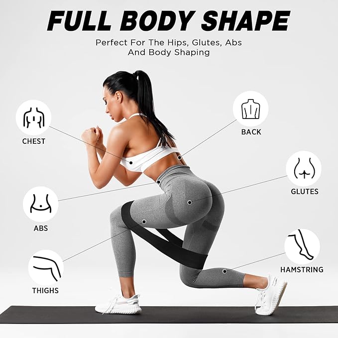 12 Pcs Fabric Resistance Bands for Working Out Booty Workout Stretch Exercise Bands Non Slip for Legs Squat Resistance Loop for Women Men Starter Butt Hip Thigh Fitness - Bloomnest