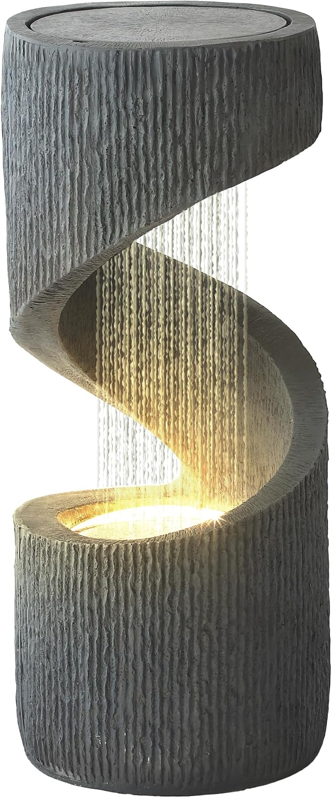 31.9" Outdoor Garden Water Fountain, S-Shaped Cascading Fountains and Waterfalls with LED Lights & Splash-Proof Net, Indoor/Outdoor Floor Standing Water Feature for Patio, Backyard, Home Decor - Bloomnest