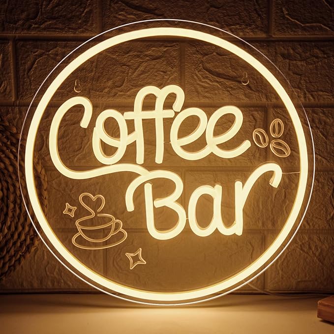 Coffee Bar Neon Sign for Wall Decor Dimmable LED Neon coffee Light Up Sign for Coffee Station, Cafe Shop, Restaurants, Kitchen Party Decoration Gifts(12.99 * 12.99inches) - Bloomnest