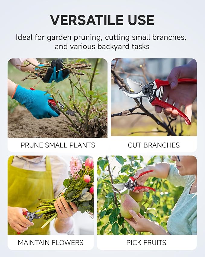 Fondwell 8.5" Bypass Pruning Shears for Gardening: Heavy Duty Garden Clippers Hand Pruners of High Cutting Efficiency - Bloomnest