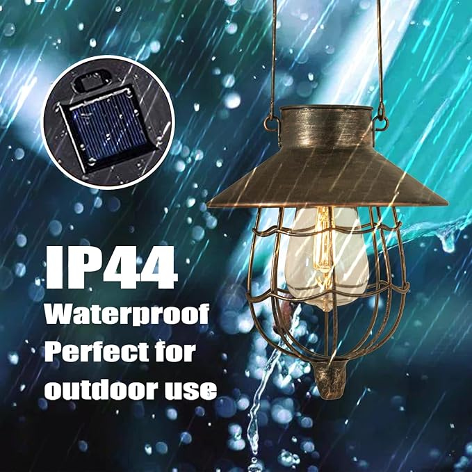 YAKii 6 Pack Solar Lantern Hanging Waterproof Outdoor Metal Solar Lamp with Warm White Light Decorate for Yard Garden Pathway Patio Porch (Antique Copper) - Bloomnest