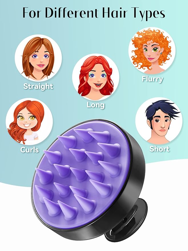 HEETA Scalp Massager Hair Growth, Soft Silicone Scalp Scrubber Shampoo Brush for Exfoliation, Dandruff Removal Head Massage Stress Relax, Wet & Dry Use for Thick Thin Curly Hair Care, Black HEETA