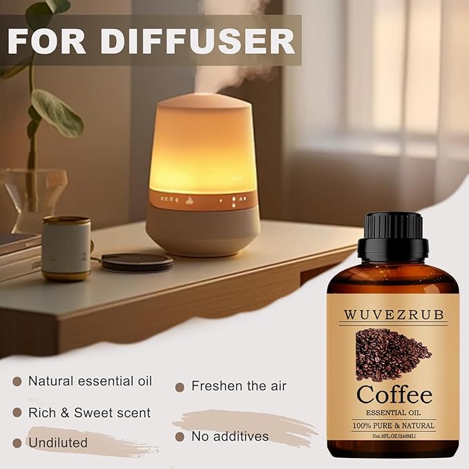 Coffee Essential Oils, 240ML Pure and Natural Essential Oil for Aromatherapy Diffuser - Coffee /8 Fl Oz - Bloomnest