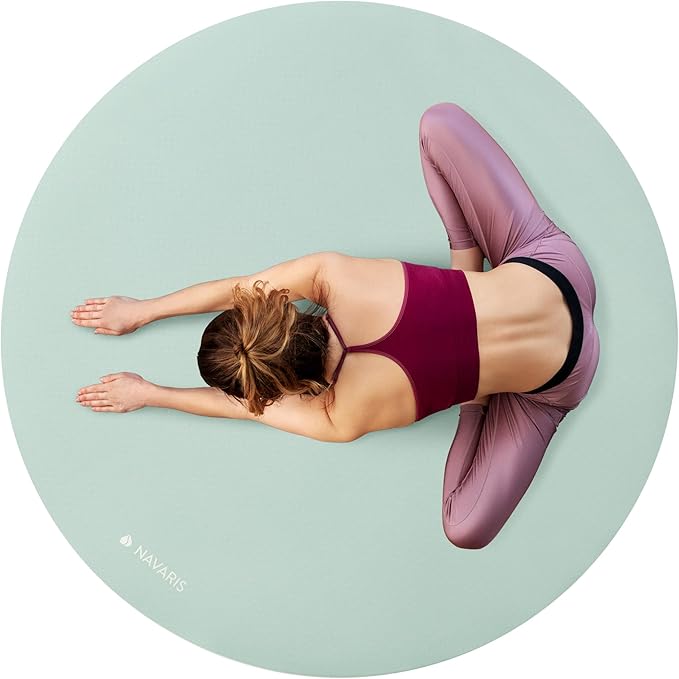Navaris Round Yoga Mat - 47" Diameter Circular Exercise Mat 1/4" Thick - Non-Slip Mat for Cardio, Workout, Fitness, Tai Chi, Meditation - Size Small - Bloomnest