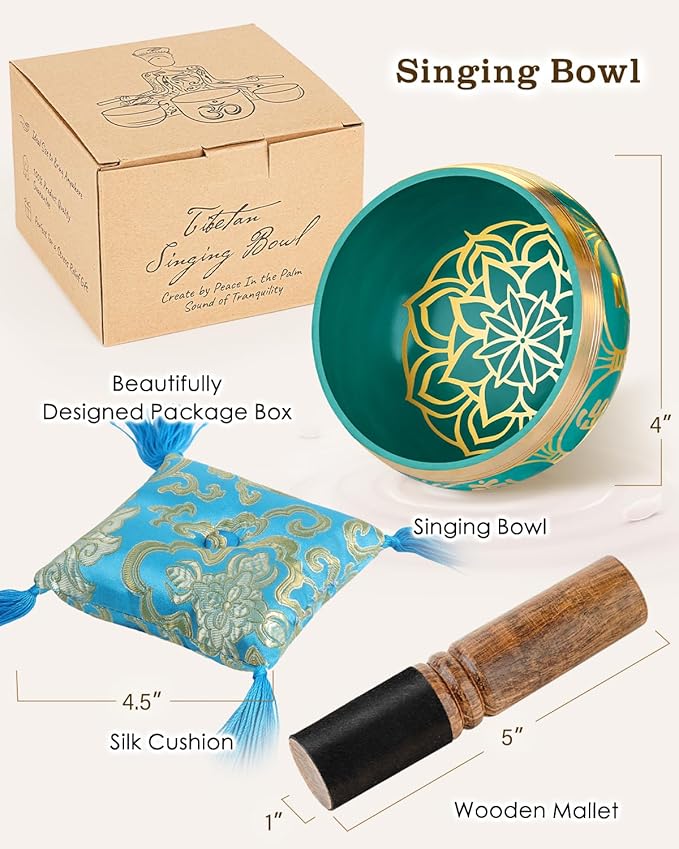 Tibetan Singing Bowls – Hand-Hammered in Nepal, Authentic Meditation Sound Bowls for Yoga, Chakra Healing, Mindfulness & Spiritual Self-Care Gifts for Women HIhealer