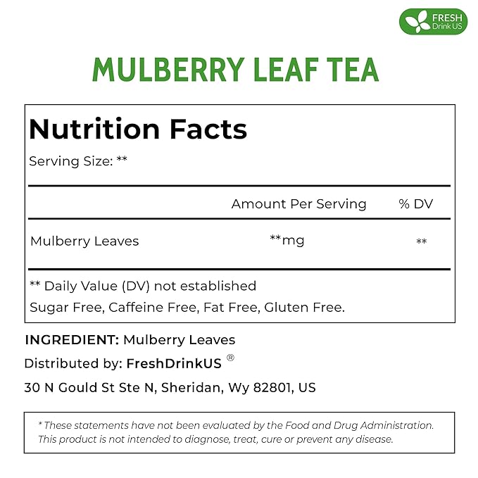 FreshDrinkUS, Permium 16oz Mulberry Leaves, 100% Natural & Pure from Mulberry Leaves, Loose Leaf Herbal Tea, No Additives, No Caffeine, Vegan - Bloomnest