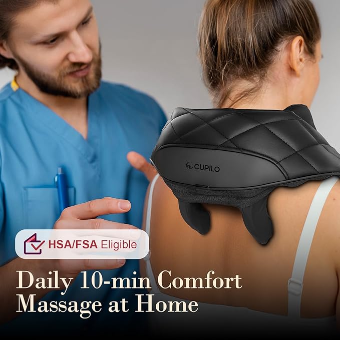 Cordless Neck Massager for Pain Relief Deep Tissue HSA Eligible, Upgarded Deep Kneading Shoulder Massager with Heat, Massager Pillow for Neck and Shoulder Pain, Christmas Gifts for Women Men