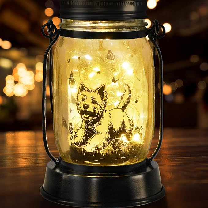 Yorkie Dog Gifts for Women/Men Yorkshire Terrier Solar Lanterns Mom Birthday Dog Lovers Lantern Pet Loss Pet Memorial Lights Solar Garden Decoration for Yard, Patio,Backyard,Porch Torches Light - Bloomnest