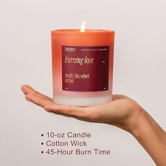 Benevolence LA Burning Love Scented Candles | 10 oz, 40-50 Hour Burn, Love Candle for Women | Romantic Gifts for Women and Men | Gift for Husband, Wife, Girlfriend | Fall Candles - Velvet Orchid - Bloomnest
