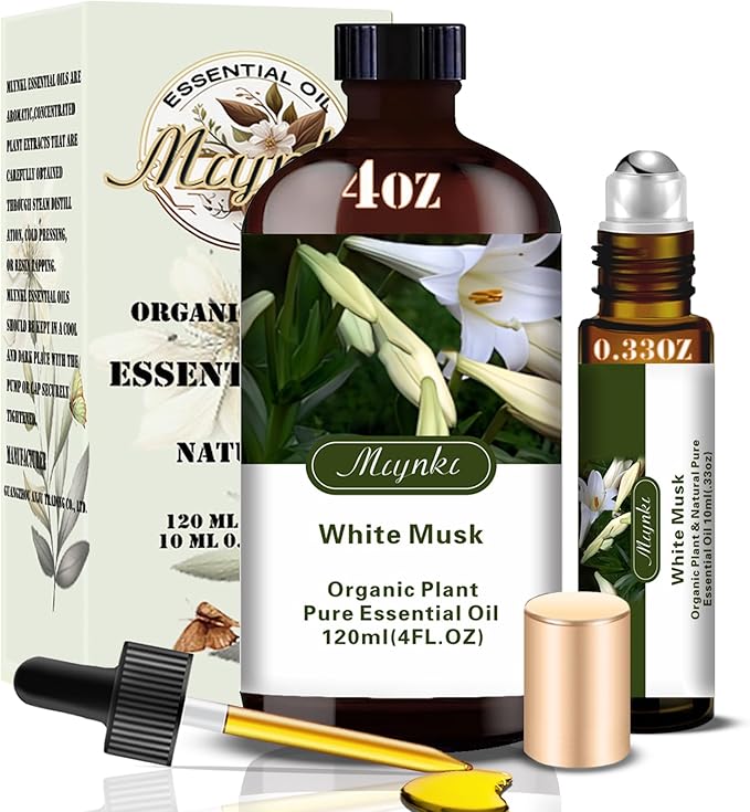 White Musk Fragrance Oil-White Musk Essential Oil 4.33oz (130ml)-100% Pure Natural Scent for Diffusers, Candles, Soap Making & Aromatherapy-Relaxing Home & Gift Essential Oil for Bath, Massage - Bloomnest