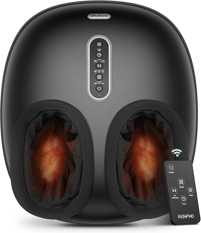 RENPHO Foot Massager with Heat [2025 Upgraded], Shiatsu Foot Massager for Plantar Fasciitis Relief, Feet Massager Neuropathy Pain Relief, Fits up to Size 12 Feet