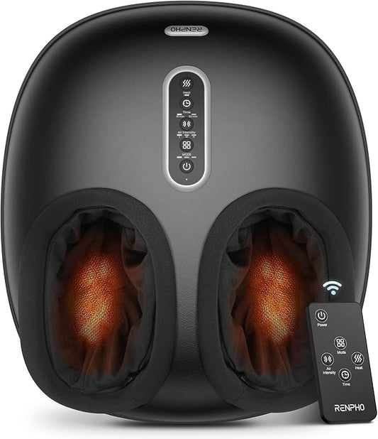 RENPHO Foot Massager with Heat [2025 Upgraded], Shiatsu Foot Massager for Plantar Fasciitis Relief, Feet Massager Neuropathy Pain Relief, Fits up to Size 12 Feet
