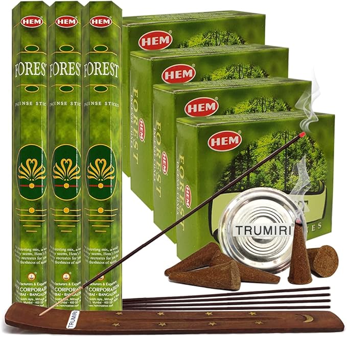 Forest Incense Sticks and Cone Incense Holder Variety Pack Bundle insence insense inscents insienso TRUMIRI