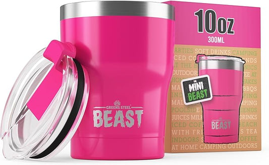 Beast 10 oz Tumbler Stainless Steel Vacuum Insulated Coffee Ice Cup Double Wall Travel Flask (Cupcake Pink) - Bloomnest