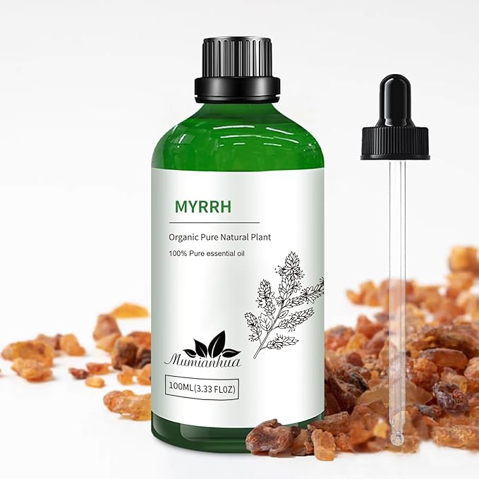 Pure Myrrh Essential Oil, Mumianhua Therapeutic Grade Natural Myrrh Oil for Skin Care, Aromatherapy, Beard Care, Earthy Candle Making, Cleaning Blends & Home Purifier 3.38 Fl Oz - Bloomnest