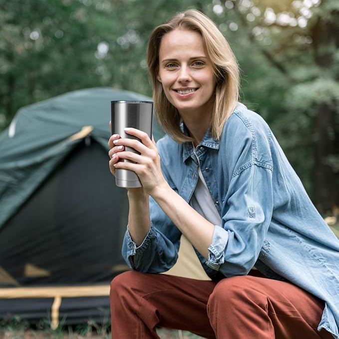 HASLE OUTFITTERS 30oz Stainless Steel Tumbler, Double Wall Vacuum Insulated Travel Mug Tumbler, Durable Insulated Coffee Mug, Gift Box Set (Silver, 8) - Bloomnest