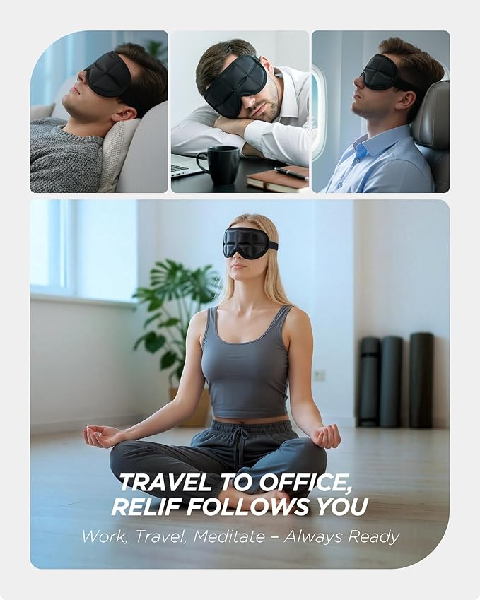 3D Cooling Sleep Mask with Double Coldfocus Gel - Frozen Cold Gel Eyes Mask with Contoured Blackout Hot & Cold Therapy for Women, Men Sleeping on Airplane Traveling for Migraine, Dry Puffy Eyes,1 Pack - Bloomnest
