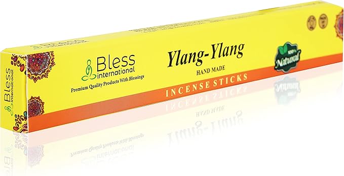 Bless-YLANG-YLANG 100%-Natural-Handmade-Hand-Dipped-Incense-Sticks Organic-Chemicals-Charcoal-Free Purification-Relaxation-Positivity-Yoga-Meditation Best-Woods-Scent (25 Sticks (1.4 OZ)) BlessInternational
