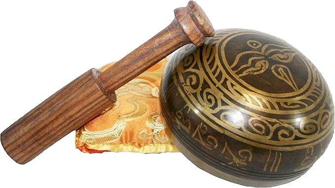 3011 SB 'G' Note Throat Chakra Antique Tibetan Auspicious Symbol Bowl Set ~ Nepal - Bloomnest