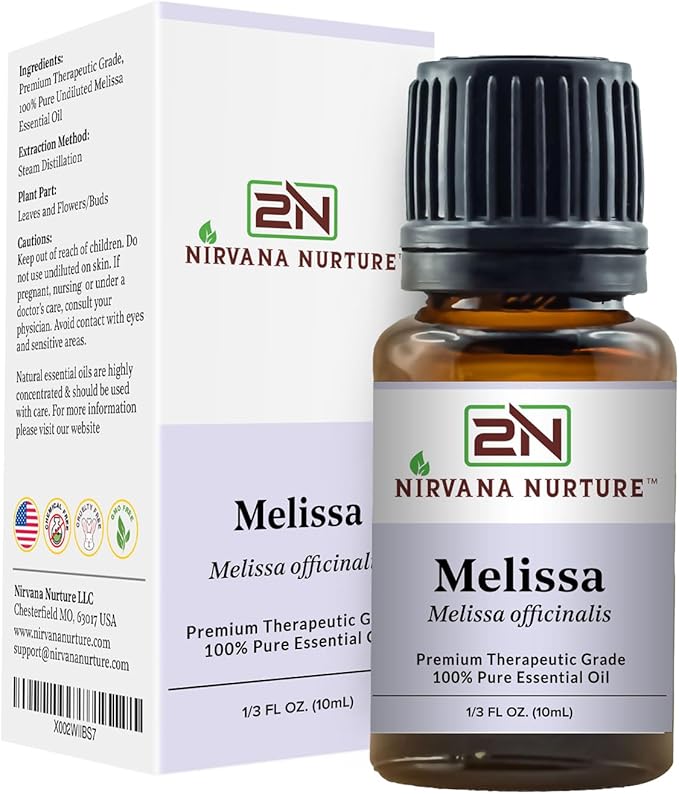 Melissa Essential Oil, 100% Pure Undiluted, Aromatherapy Oil for Diffuser, Hair & Skin Care NirvanaNurture