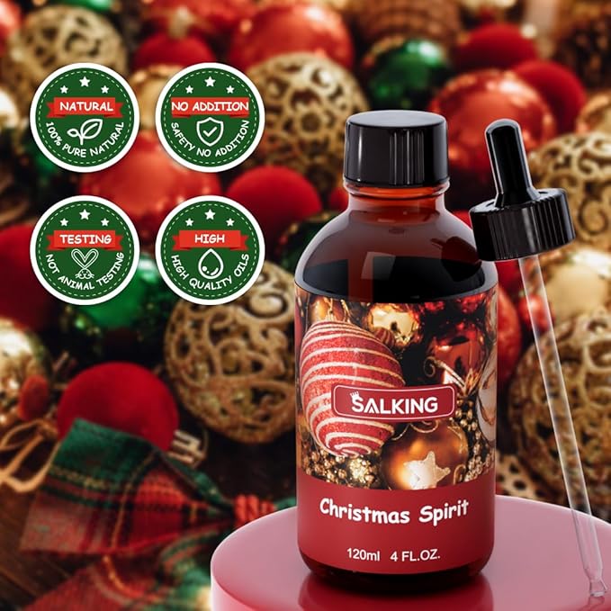 SALKING Christmas Spirit Fragrance Oil, 120ml (4 Fl Oz) Premium Essential Oils for Diffuser, Candle Scents for Candle Making, Soap Making Supplies, Diffuser Oil Scents, Holiday Gifts - Bloomnest