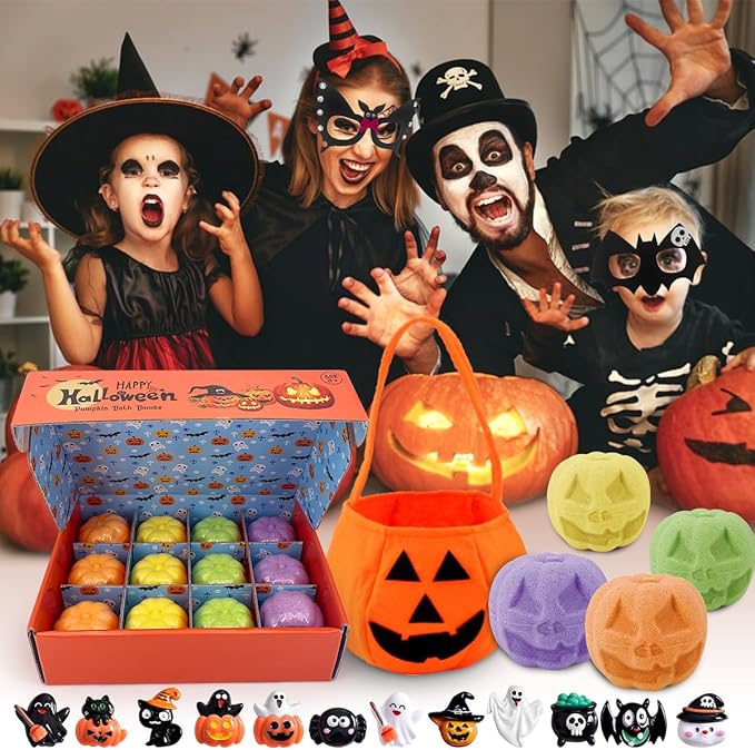 12 Piece Halloween Bath Bombs with Toys Inside for Kids, Bath Bombs with Surprise Inside, Halloween Party Favors for Kids, Halloween Trick or Treat Treat Gifts…