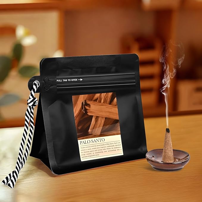 Palo Santo Incense Cones 30 Pcs with Holder - Natural Scent for Meditation & Space Cleansing Mosfantal